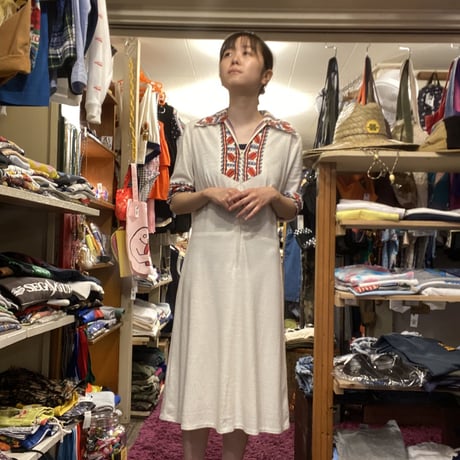 [USED]70's 開襟ジップワンピース