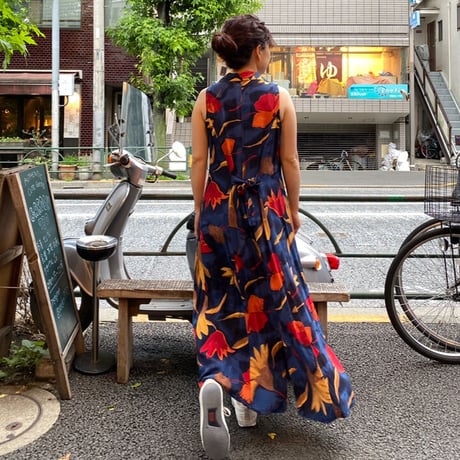[USED] 花柄 襟付きノースリーブワンピ