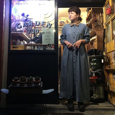 [USED] デニム前開きロングワンピース
