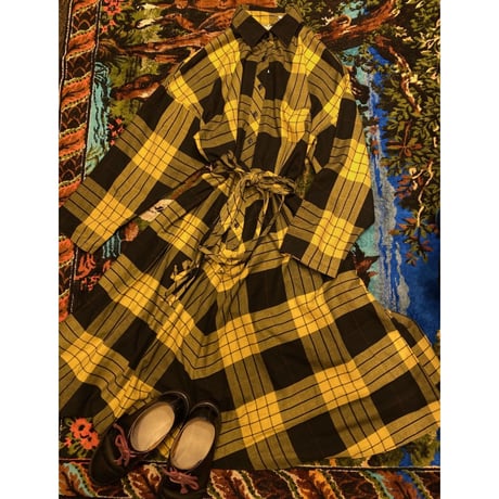 [USED] YELLOW!ギンガムチェックワンピース