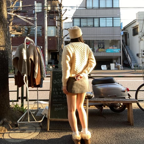 [USED]100%pure wool ケーブル編み白ニット