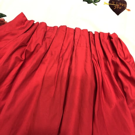 [USED] RED ひざ丈 ギャザースカート♡