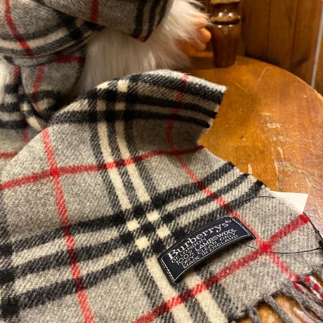 [USED]"Burberry" グレー♡チェックマフラー