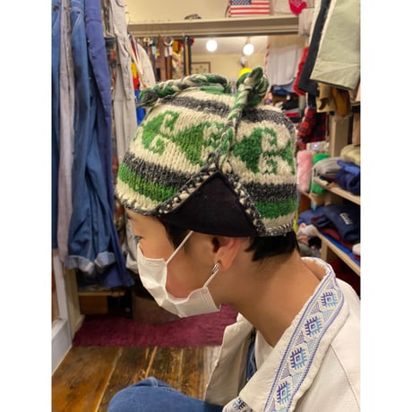 [USED] WOOL🐑耳あてニット帽