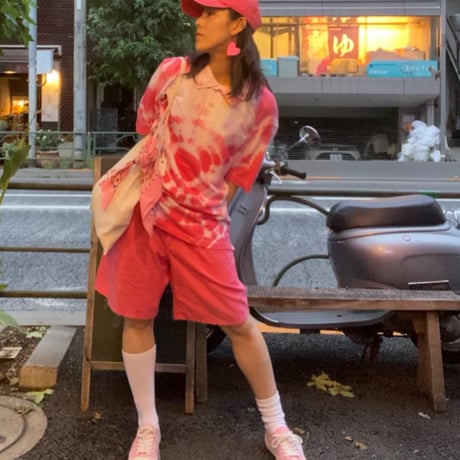 [USED] pink タイダイ BIG ポロシャツ