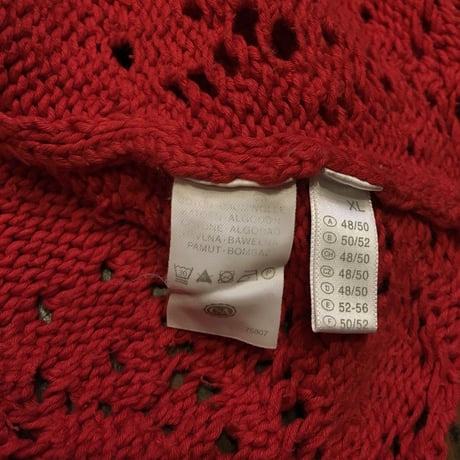 [USED] ひらひら 赤い COTTON ニット