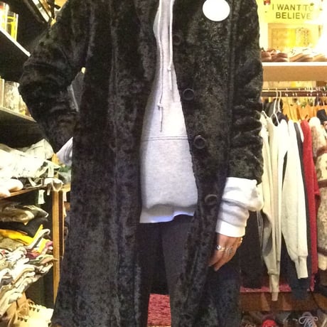 [USED] 丸襟ロングフェイクファーコート