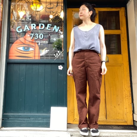 [USED] 100% SILK タンクトップ-ブルーグレー