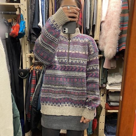 [USED] REI ノルディック柄ハーフZIPニット