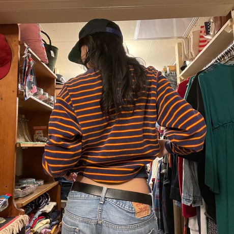 [USED] GOOD BORO ♡ パイル地ボーダーTOPS