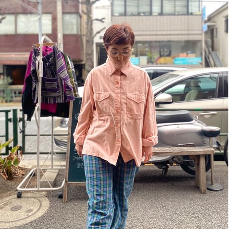 [USED] パステルPINK 💕コーデュロイシャツ