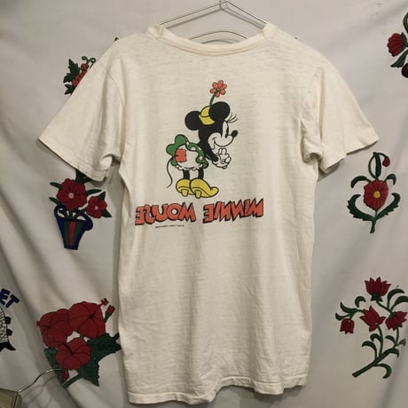 [USED] 80's  vintage  両面 Mickey & Minnie Tee