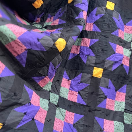 [USED] キルティング ラグ BLK/PPL 190×190cm