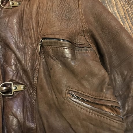 [USED] real leatherのフード付JKT