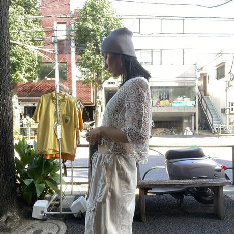[USED] White 鍵あみ KNIT カーディガン