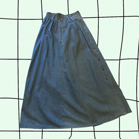 [USED] フロントボタン LONG デニムスカート