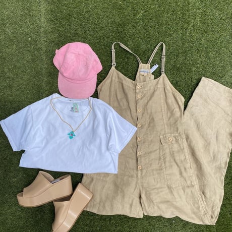 [USED] LINEN オーバーオール