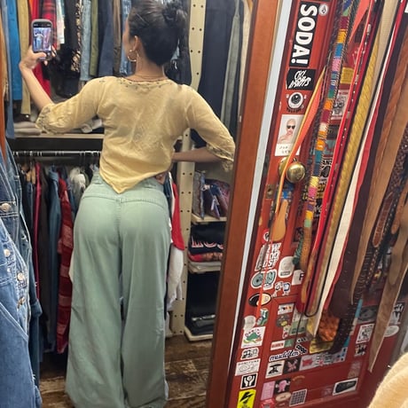 [USED]  70’s mint color フレア デニム pants
