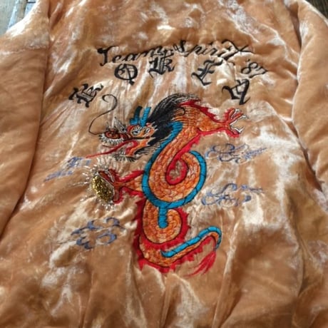 [USED] OLD ベロアスカジャン 肌色ピンク！