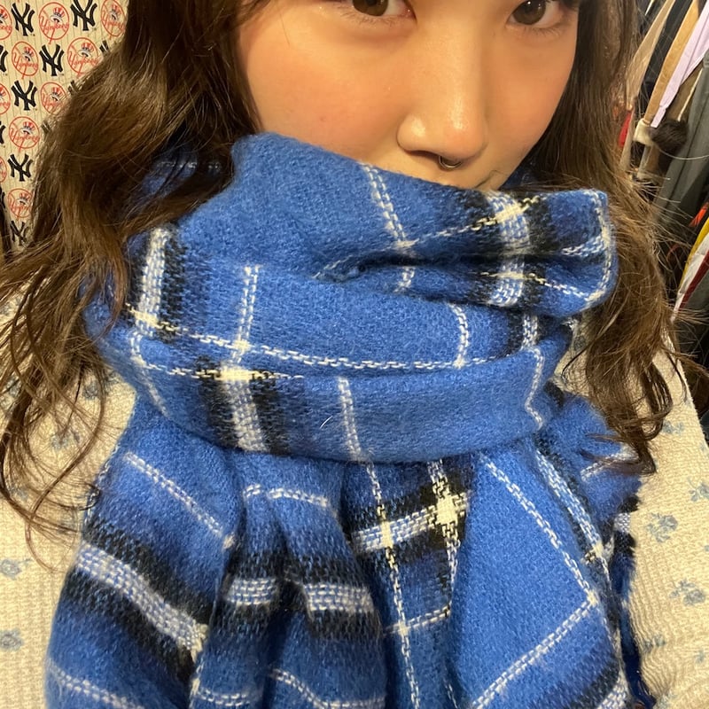 70s~80s archive デカオム ウールチェックマフラー 70s~80s archive