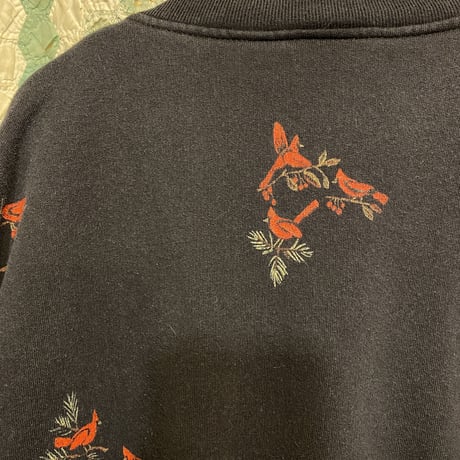 [USED] made in USA 鳥さんプリント スウェットカーディガン