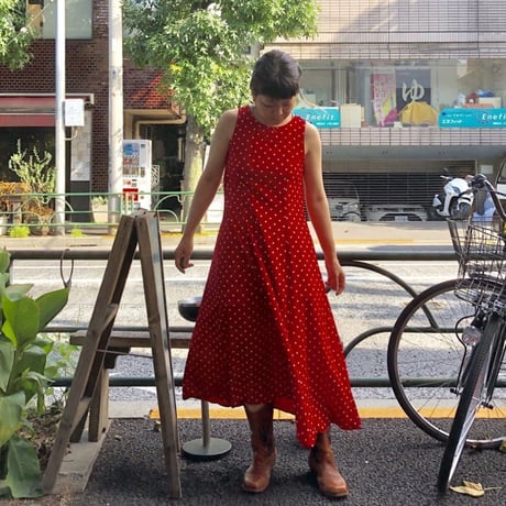 [USED]  DOT柄ロングワンピース