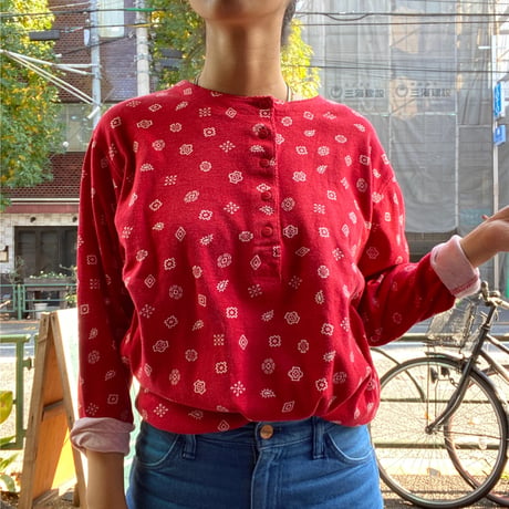 [USED]  wool rich ペイズリー柄ヘンリーネック トップス