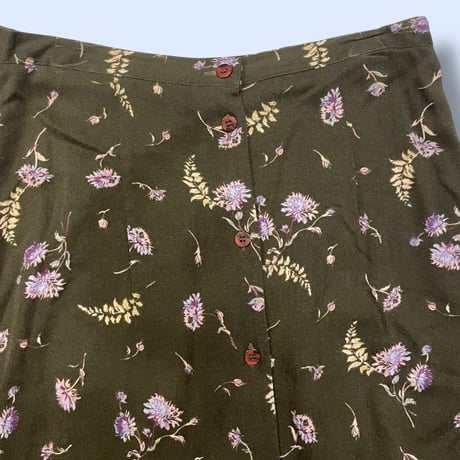 [USED] 前ボタン 花柄 レーヨン　ロングスカート