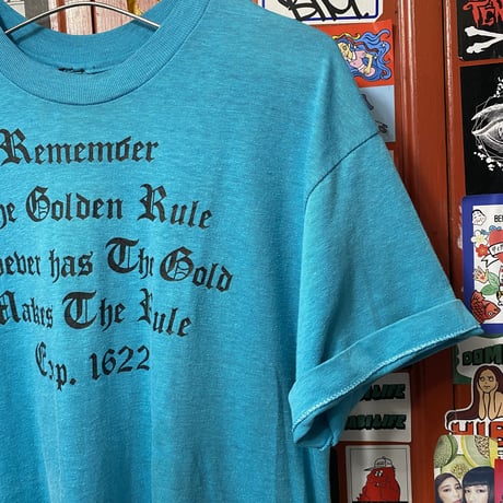 [USED] 70's vintage ターコイズブルーPRINT TEE