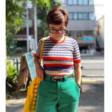 [USED] トリコロールカラーのリブニット  🤍💙 ❤️