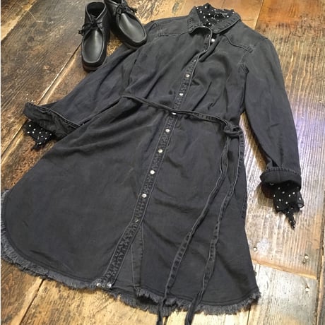 [USED] BLACK DENIM フリンジワンピース