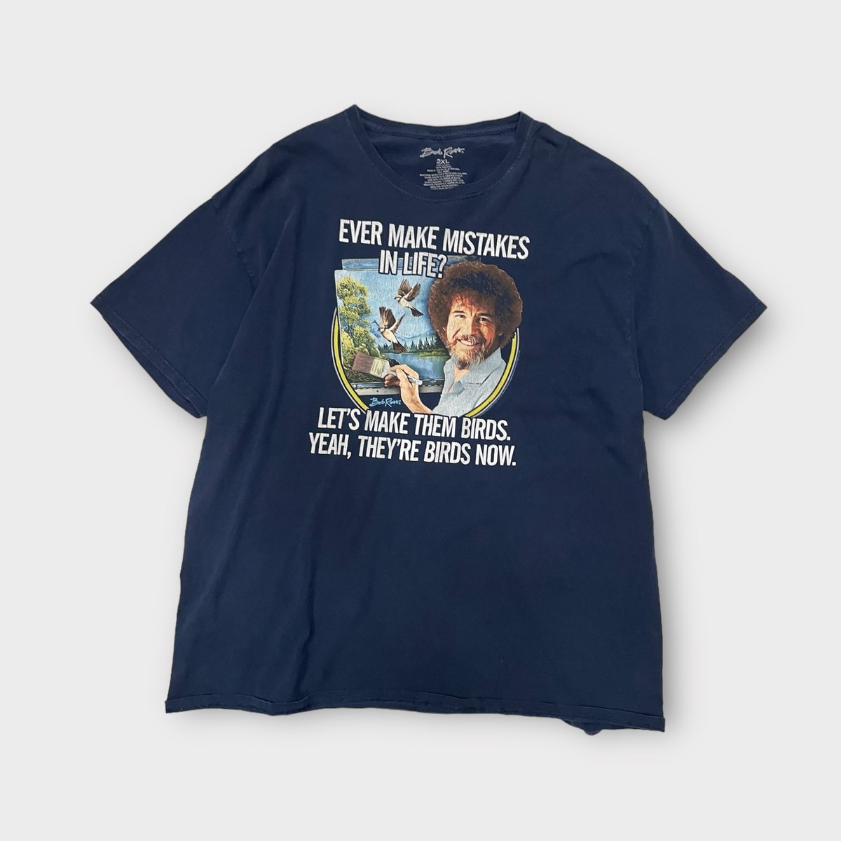 メキシコ製　ボブ・ロス　リンガーTシャツ　ホワイト　トリムT　Lサイズ　古着 ボブ・ロス リンガーTシャツ ホワイト トリムT Lサイズ 古着