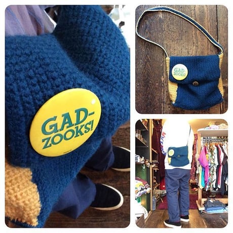 [USED] HAND MADE  KNIT BAG + OLD バッチ