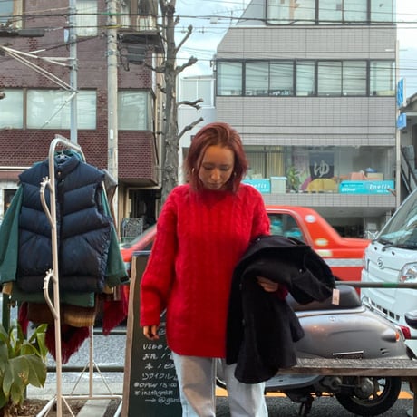 [USED] RED❤️ モヘア ケーブルニット