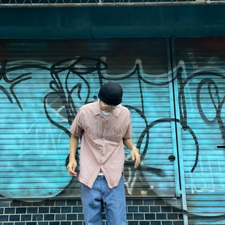 [USED］S/Sワインレッド　チェックシャツ