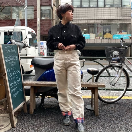 [USED] ベロア調 BLACK ウエスタンシャツ