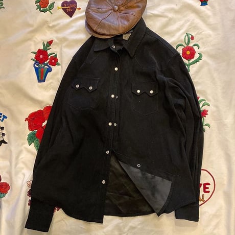 [USED] ベロア調 BLACK ウエスタンシャツ