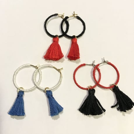 [BENICOTOY] タッセル付きフープピアス  小