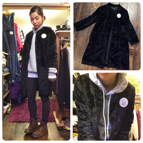 [USED] 丸襟ロングフェイクファーコート