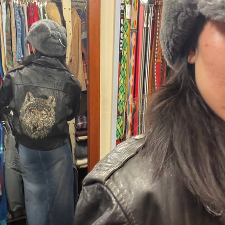 [USED] Hand Paint x "BORO" ライダース Leather JKT ♡🐺