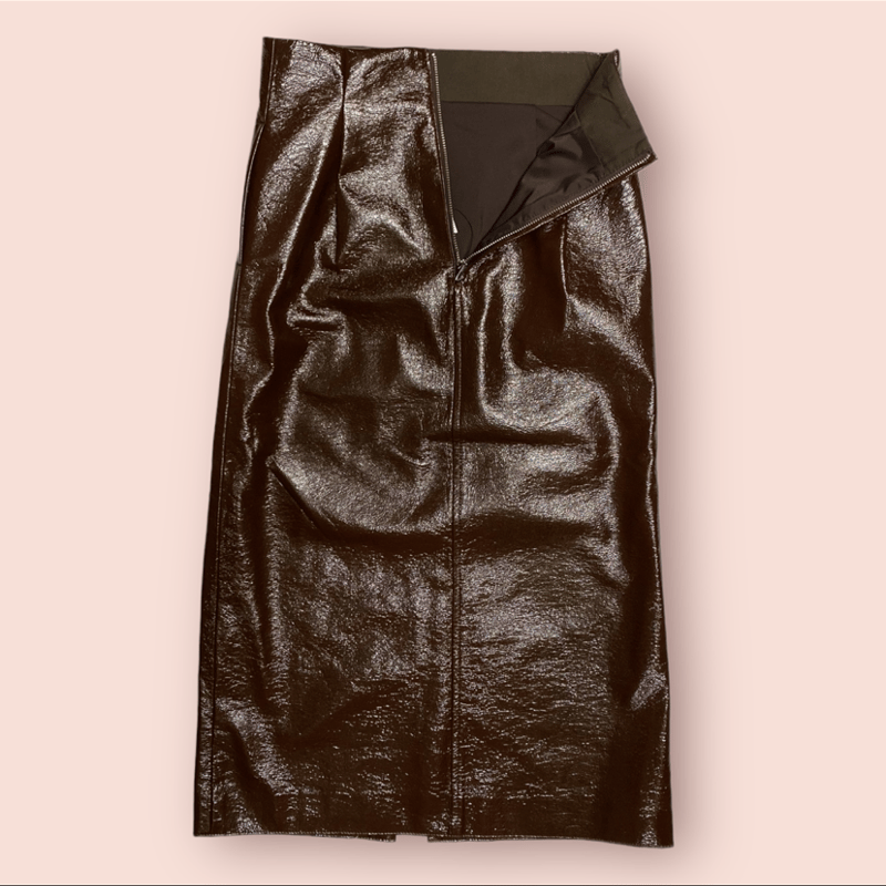 エナメルミニスカート スリット入り☆LD-1751◇取り寄せ タイト ミニ