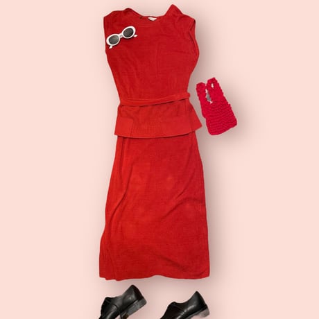 [USED] Linen x Rayon Red one-piece❤️
