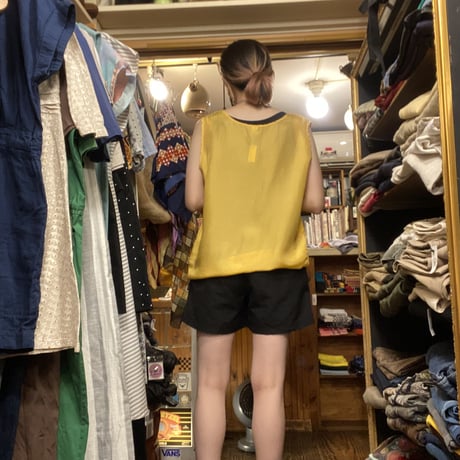 [USED] 100％ SILK タンクトップ-YELLOW