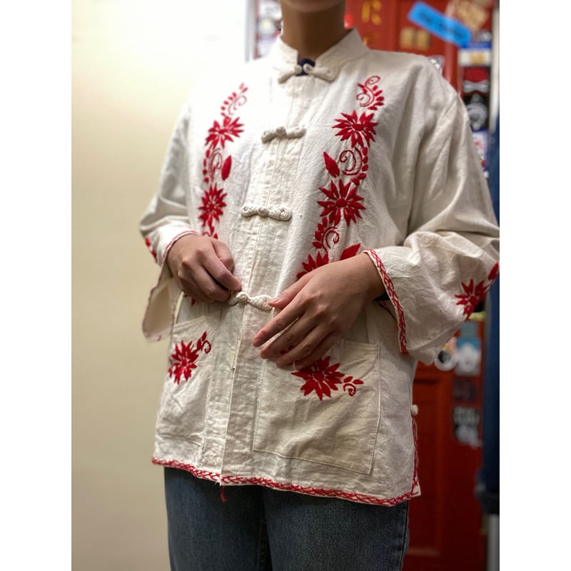 EVASION チャイナシャツ 長袖 ポリシャツ ヴィンテージ フランス製 EVASION チャイナシャツ 長袖 ポリシャツ ヴィンテージ フランス製