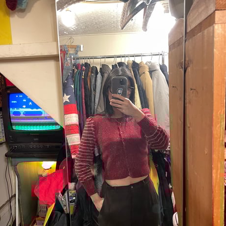 [USED] old renown RED glitter knit カーディガン ❤️
