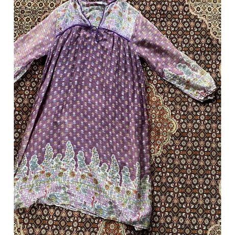 [USED]  vintage インド綿ワンピース