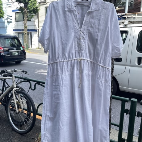 [USED] vintage WHITE 2way 襟付き 刺繍 O/P