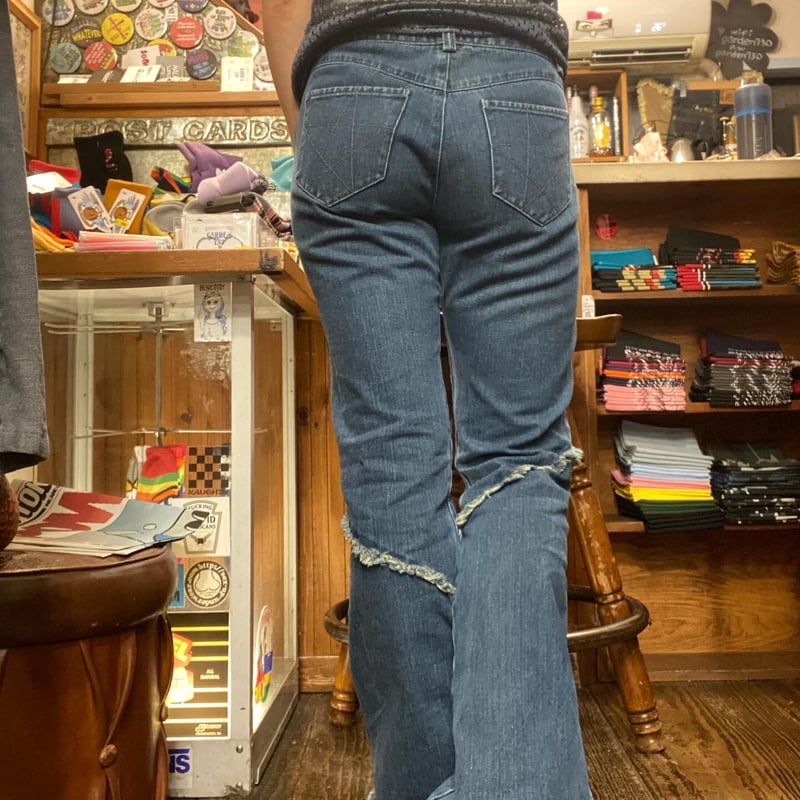 みぃ様ハンドメイド♡デニムフリンジポニー 薄デニム 赤③ みぃ様ハンドメイド♡デニムフリンジポニー 薄デニム 赤③