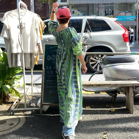 [USED]  vintage ファブリックロングワンピース