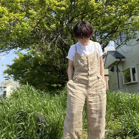 [USED] LINEN オーバーオール